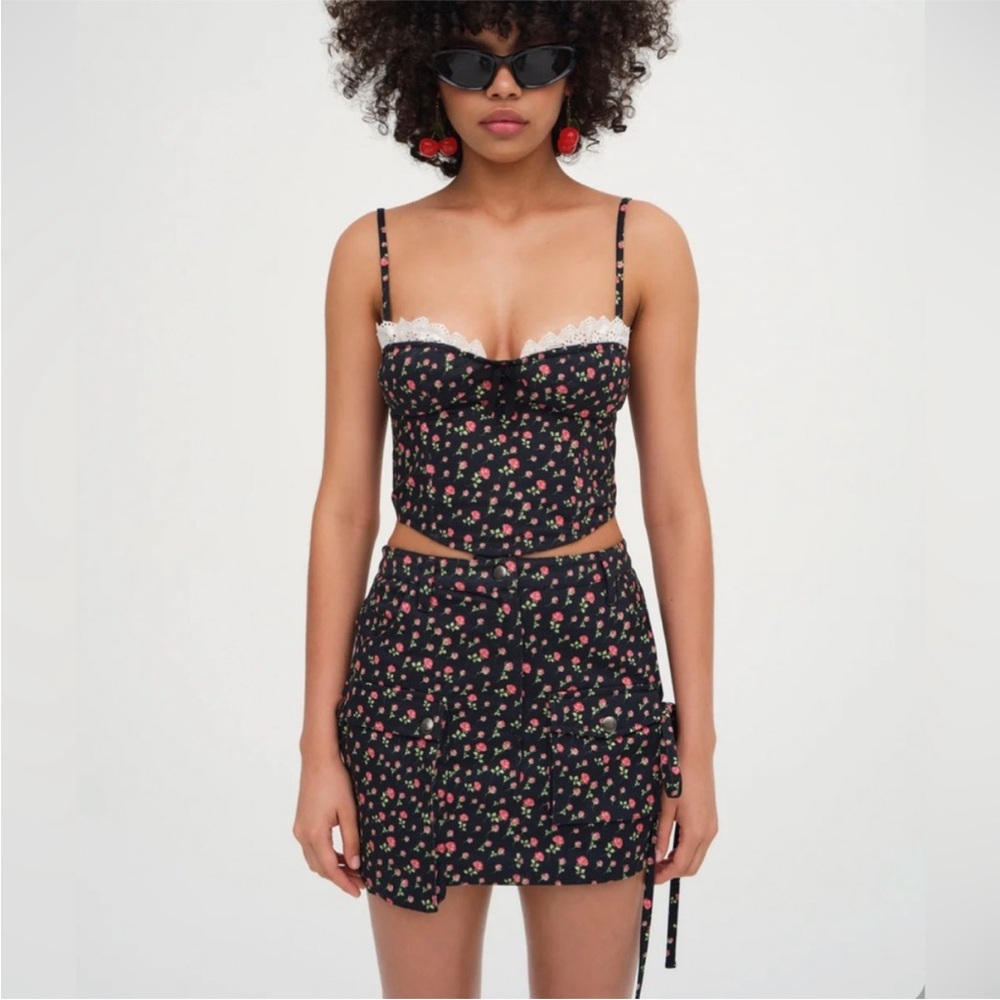 ✨NWT✨ For Love & Lemons Camille Denim Mini Skirt
